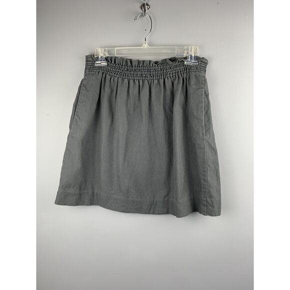J Crew Skirt womens size 8 Gray Paper Bag Skirt Linen Blend two front pockets - Picture 1 of 6